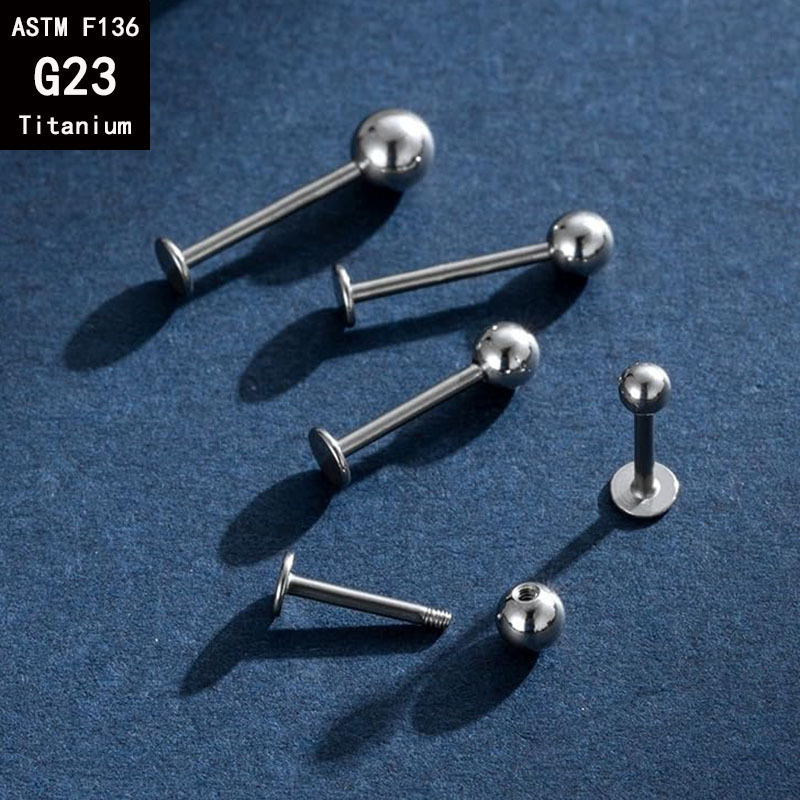 G23 Titanium Lip Nail External Thread Flat Bottom Rod F136 Alloy Polished Piercing Jewelry detail image 7