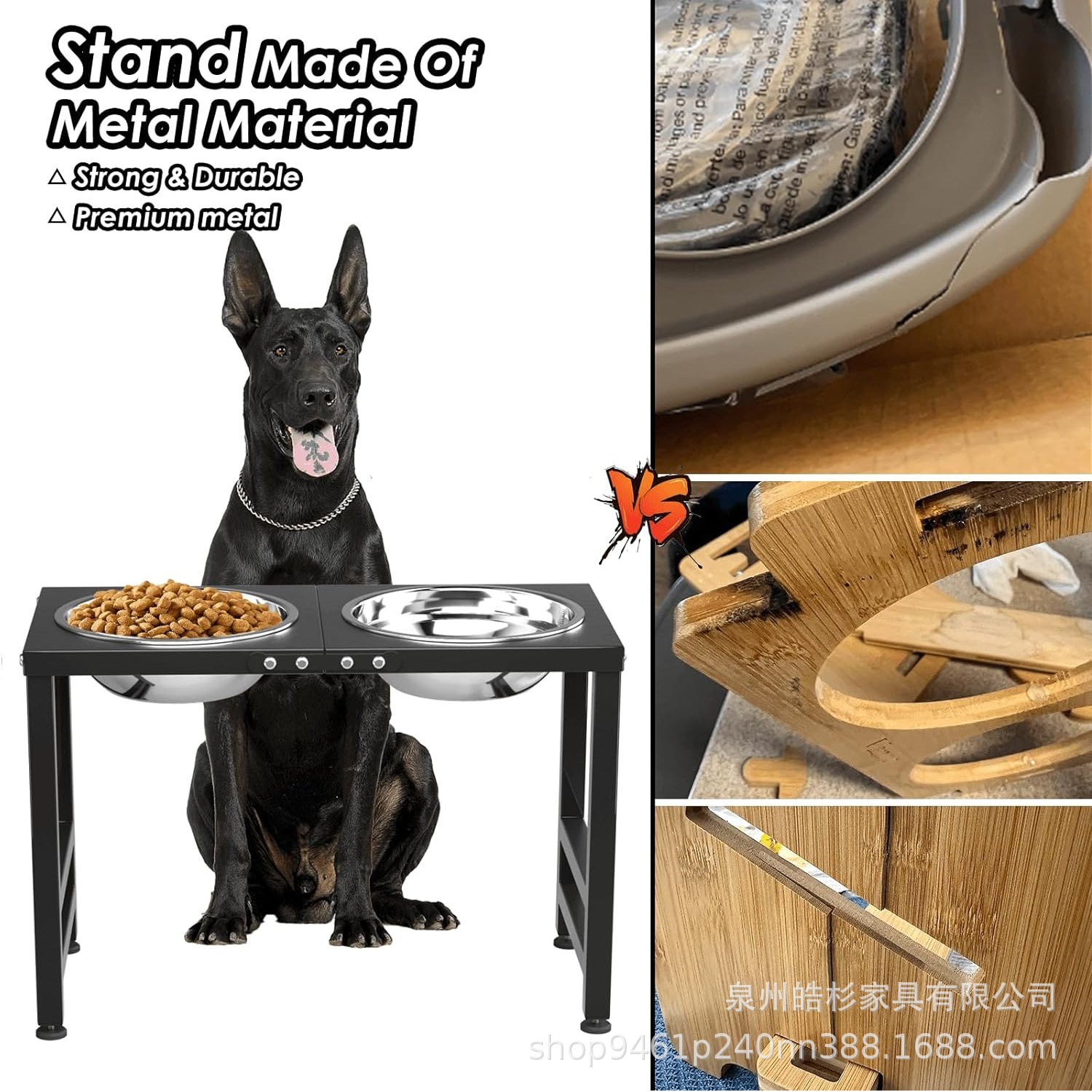 Soporte elevado para tazones de perros, anti-vuelco, 2000ml, para comida y agua