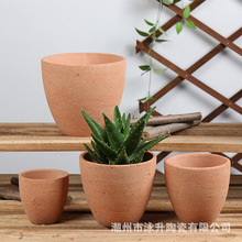 厂家直供红陶土陶瓷花盆园艺阳台多肉透气吸水粗陶盆大口径批发