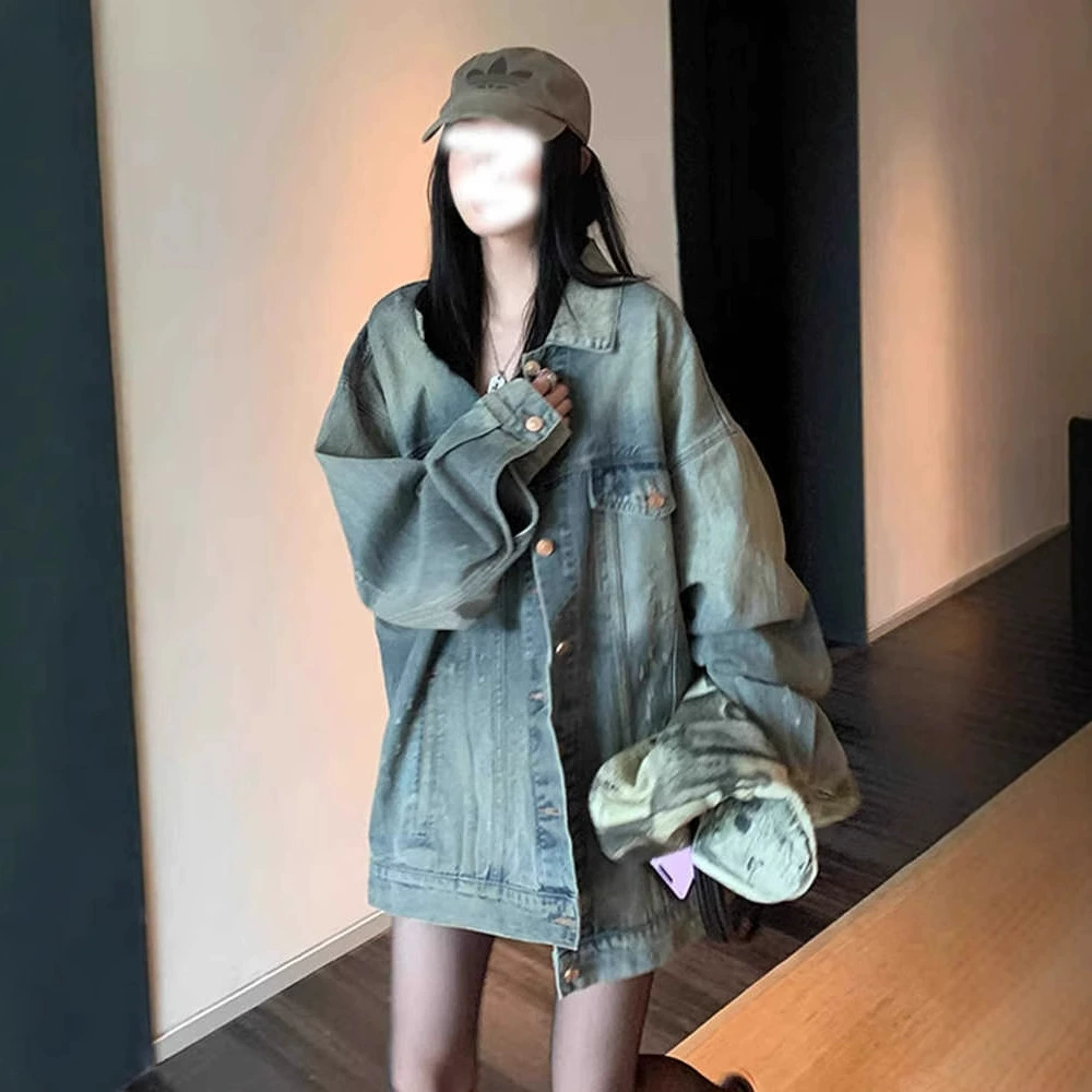 Старая стирка ретро американский джинсовый пиджак женская весна 2025 новый высокий уличный свободный повседневный дикий топ прилив