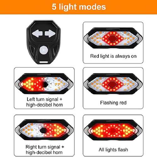 Remote control bicycle steering bicycle tail light new creative USB charging horn mountain bike warning night riding tail light