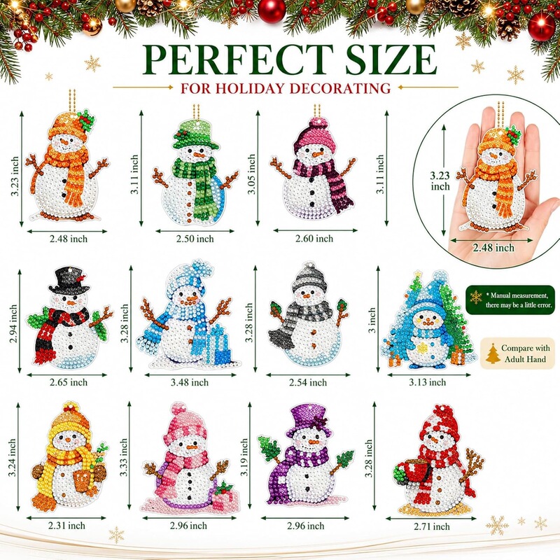 New in stock: Diamond painting keychain, Christmas crystal snowman, special-shaped diamond DIY double-sided adhesive pendant