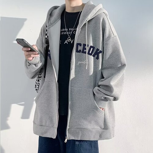 American streetwear brand outerwear men spring and autumn sports hooded open sweater boys top clothing jacket
