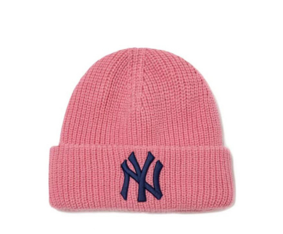 모직 모자 - 핑크 블루 NY 라지 로고