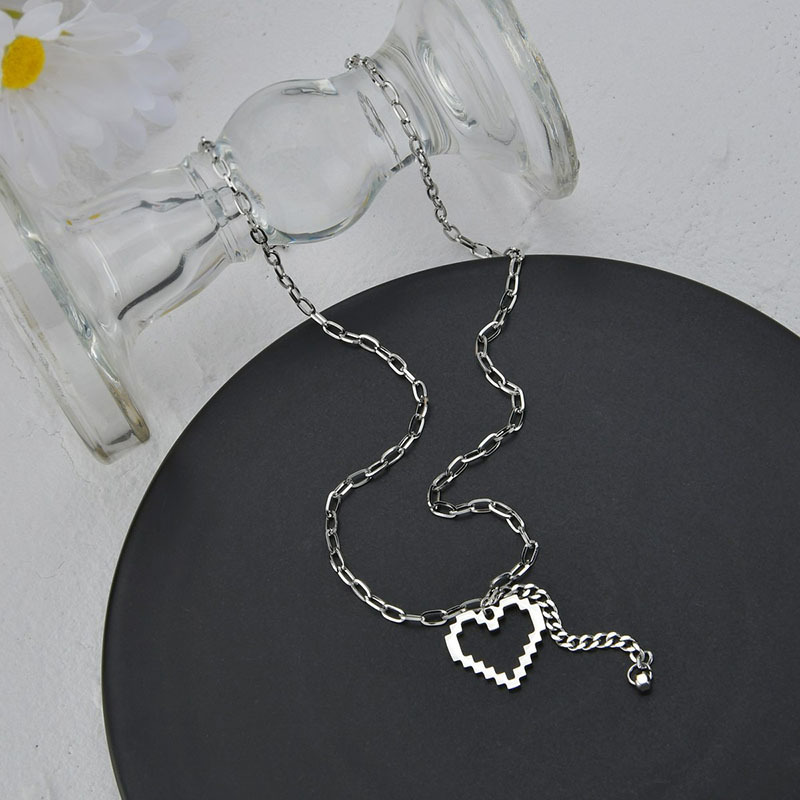 Vente En Gros Bijoux Collier En Acier Titane Coeur Mosaïque Nihaojewelry display picture 5