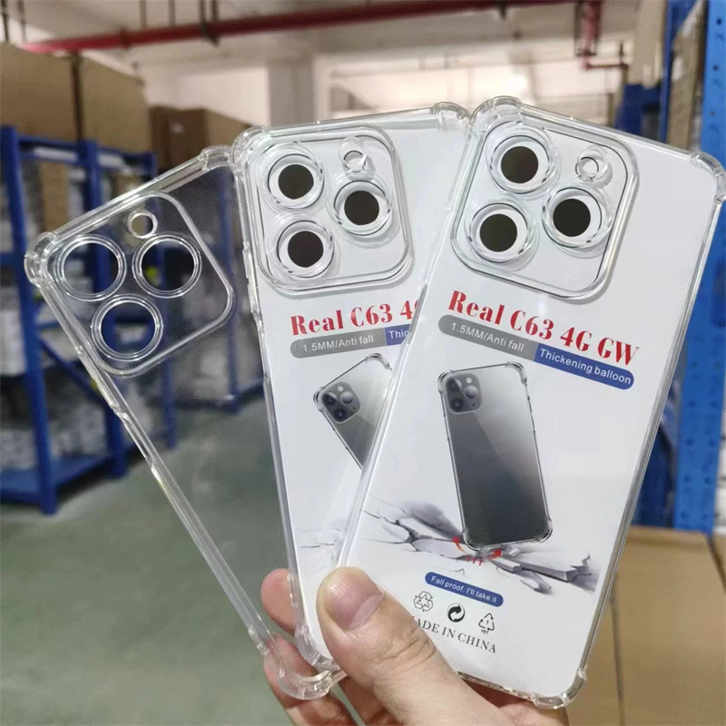 Four-Corner Anti-Fall Mobile Phone Case Transparent Tpu Suitable for Oppo Realme C63 5G/4G/C61/C55/C53