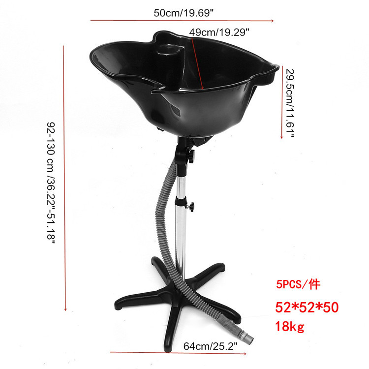 Bandeja móvil para champú, soporte ajustable para champú de pie o sentado, lavabo ligero de plástico para pacientes mayores, cuidado del cabello.