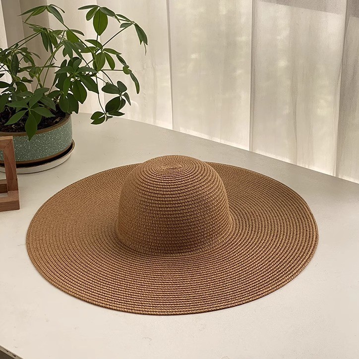 Women's Wide Brimmed Sun Protective Straw Hat Foldable Beach Sun Shading Hat For Summer Vacation Photogenic Travel Beach Accessory_voghion.com