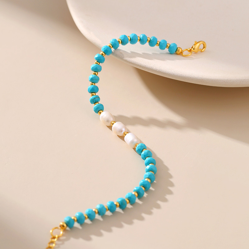 Women'S Gender Ethnic Style Geometric Turquoise Freshwater Pearl Copper Beaded Bracelets