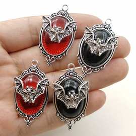 热销哥特式吸血鬼蝙蝠镀银框架蝙蝠吊坠饰品配件万圣节DIY吊坠