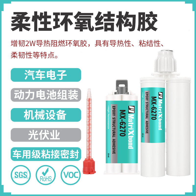 韧性环氧树脂密封胶新能源电池组装胶汽车电子胶水2W导热结构AB胶