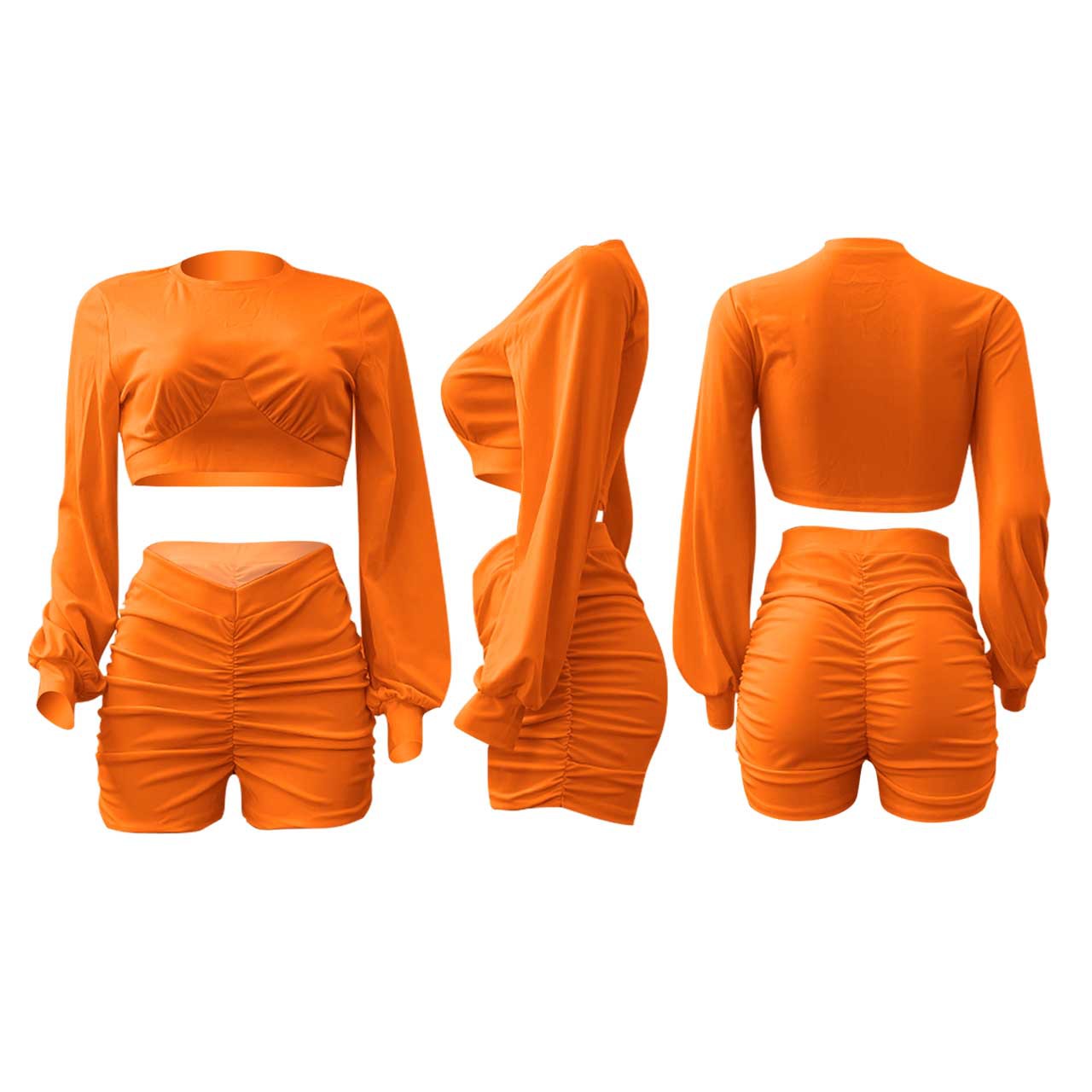 fashion solid color pleated sports leisure suit NSNK64936