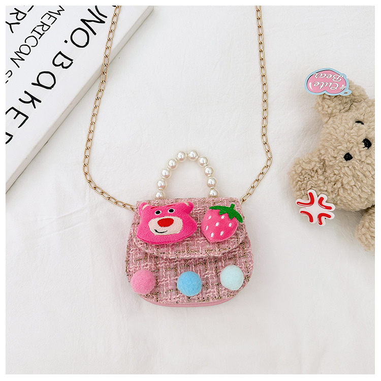 딸기 곰 핑크 다크 브라운