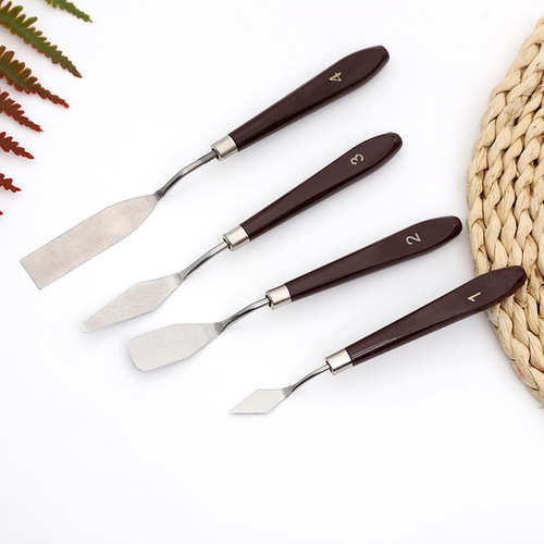 Cross-border art small triangle stainless steel wooden multi-functional suction card color shovel student painting pigment oil painting scraper