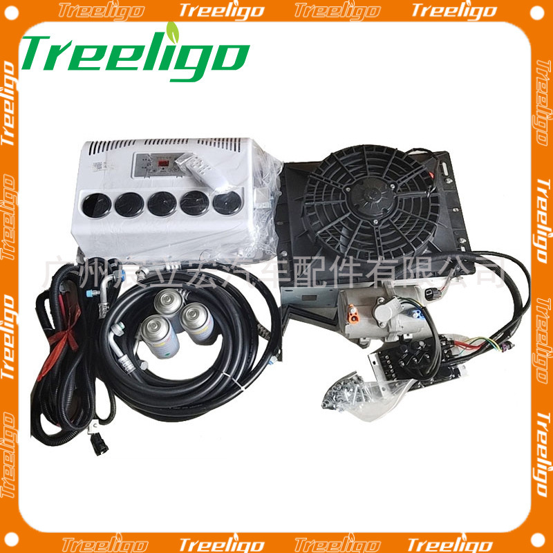 Conjunto de sistema de aire acondicionado para automóvil Kit de 12v24v Conjunto de evaporador integrado de refrigeración y calefacción Compresor inverter scroll