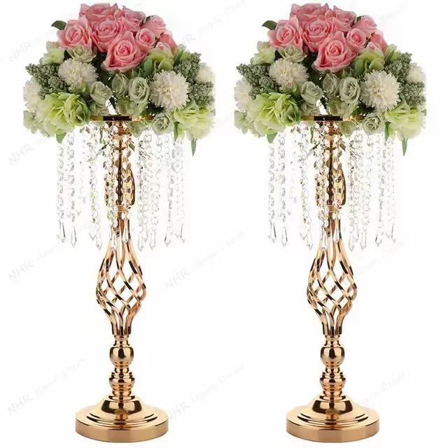 Estilo europeo decoración decorativa accesorios de la boda de cristal soporte de la flor de la boda plomo carretera flor metal hierro galvanoplastia arreglo floral soporte de flores