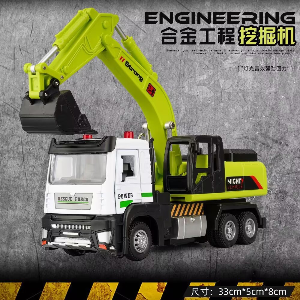 Large Kidsren's Alloy Engineering Vehicle Toy Crane Excavator Concrete Mixer Truck Cement Dump Truck Transport Truck
