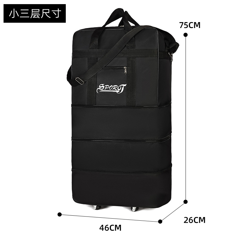 Bolsa de embarque corta de gran capacidad bolsa de viaje para hombres y mujeres bolsa de almacenamiento plegable con ruedas bolsa de tela portátil con tirón bolsa de fitness