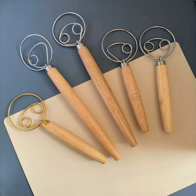 Вспомогательные инструменты для выпечки, деревянная ручка, ручной тестомес, один круг, двойной круг, палочка для смешивания теста, миксер для муки из нержавеющей стали