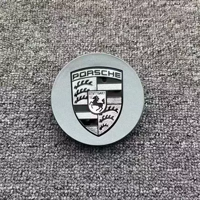 for 65mm 76mm Porsche Wheel: Hub cover - guaranteed-76mm-gray-black-and-white-label