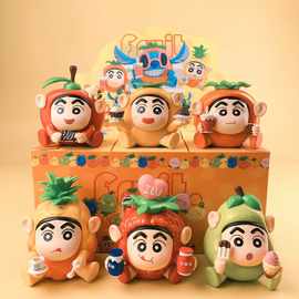 新品6款水果小新盲盒 蜡笔小新手办可爱搞怪潮玩动漫公仔桌面摆件