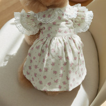 宠物衣服狗狗猫咪秋冬灯芯绒印花连衣裙厂家小体泰迪比熊衣服