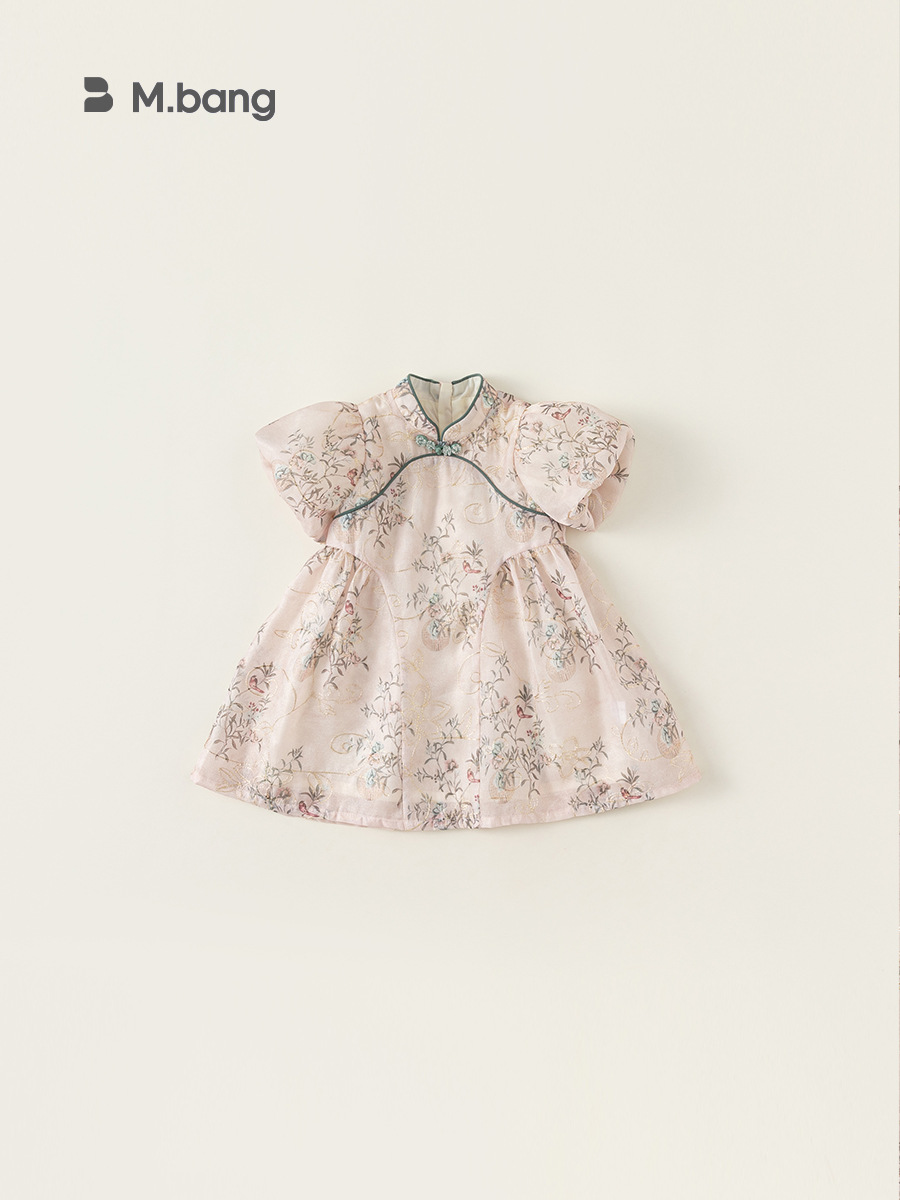 Babycity falda de manga abullonada para niños verano ropa para niños vestido de bebé estilo nacional niña vestido cheongsam Q24101