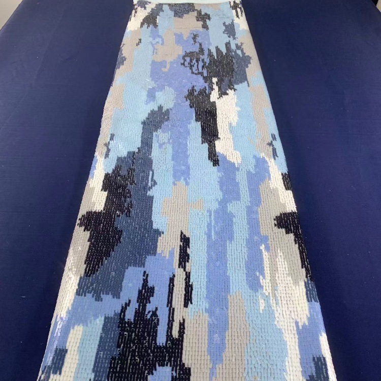 Fabricantes de telas de camuflaje geométricas industria pesada telas de sequilla vestido diario de moda espectáculo de ropa de banquete telas image 1
