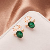 Earrings, three dimensional crystal, Korean style, wholesale, with gem