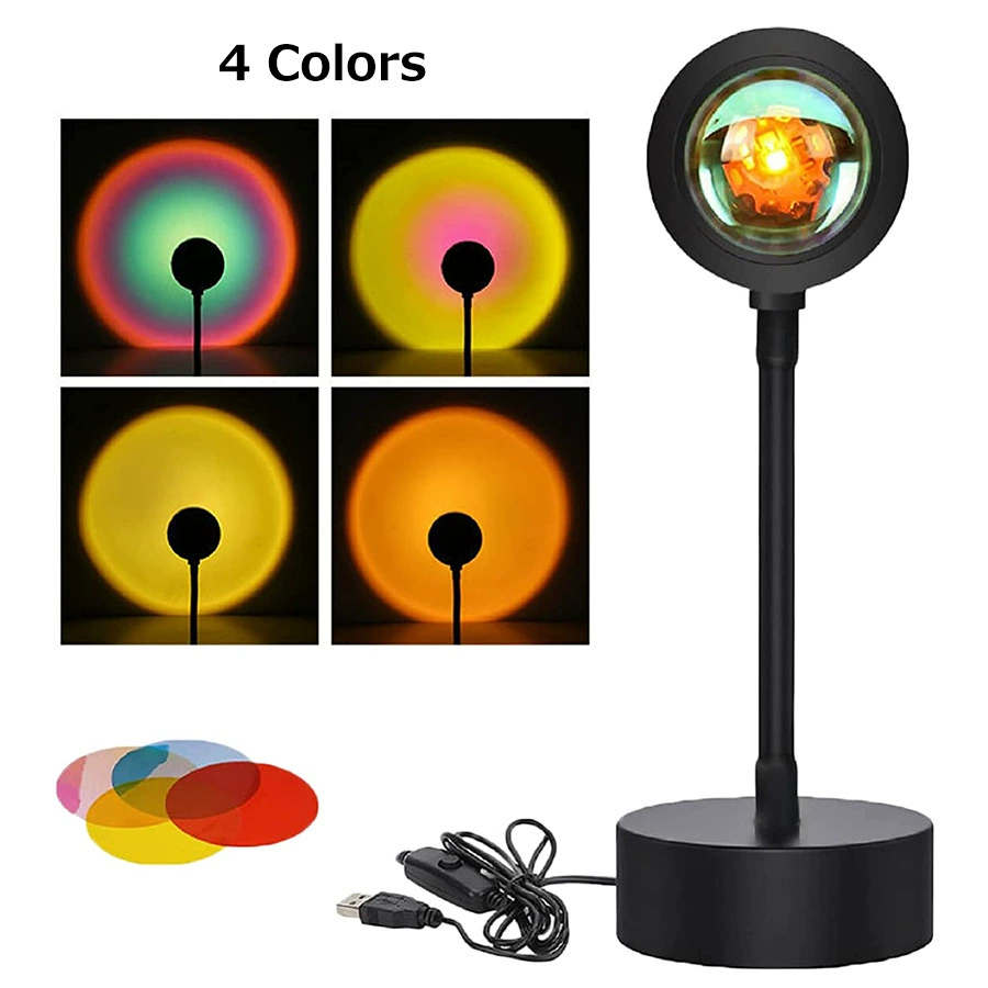 Светильник RGB Sunset Lamp Cross - Border для онлайн-сегмента, интернет-лампа, мерцание закатного света, живые дни, без настройки атмосферы