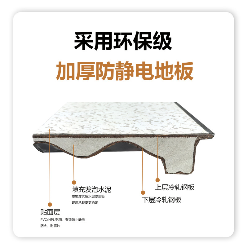 辰峰全鋼pvc帯電防止床600 × 600耐摩耗帯電防止高架空機械室活動床|undefined