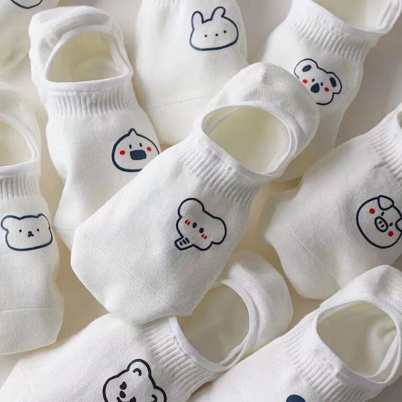 Socks Women's Boat Socks Summer Shallow Mouth Invisible Socks Women's Cartoon Spring and Autumn Non-slip Don't Fall with Summer Thin Short Socks for Women
