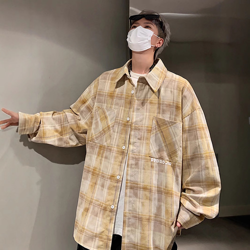 Men's Fall New Arrival Tie-Dye Striped Long Sleeve Shirt, American Streetwear Brand Loose Plus Size Youth Casual Collar Shirt Outerwear