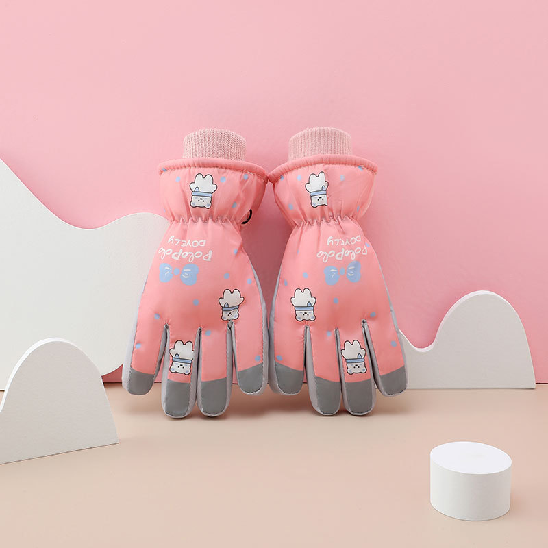 Guantes calientes para niños guantes de esquí de invierno de terciopelo grueso guantes de bicicleta impermeables y fríos guantes para niños y niñas