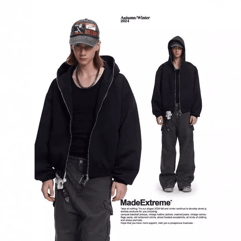 2024 새로운 캐주얼 패션 겉옷 가을, 겨울 지퍼 스웨트 셔츠 재킷 심플하고 멋진 미국의 다재다능한 트렌디 남성 의류