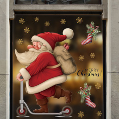 Skateboard Santa Claus shopping window glass Christmas decoration wall stickers school event atmosphere decoration stickers