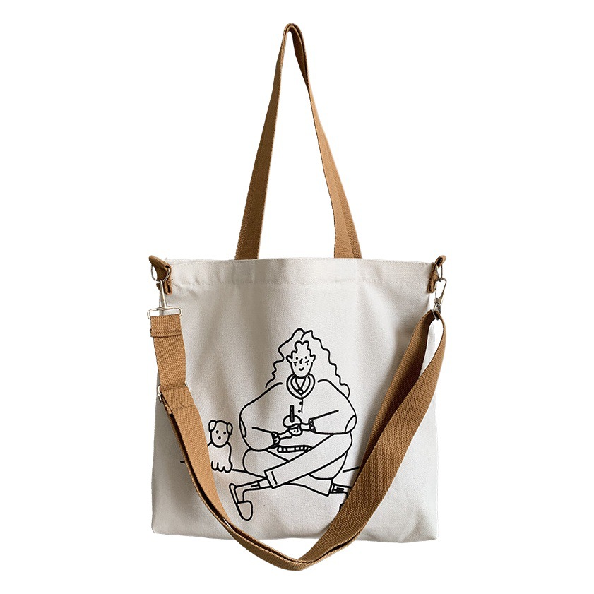 INS crossbody bolsa de lona mujer estilo japonés perezoso dibujos animados lindo hombro portátil crossbody estudiante bolsa de lona moda