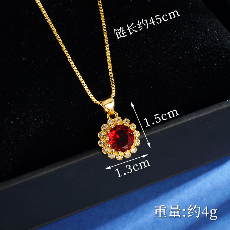 Collar de rubi de oro de arena de Vietnam, anillo de orejas, joyas recubiertas de oro antiguas, fábrica directa al por mayor