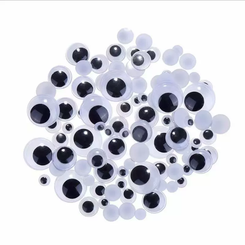 塑料彩色活动眼睛带背胶儿童DIY手工娃娃黑白活动眼珠贴益智配件