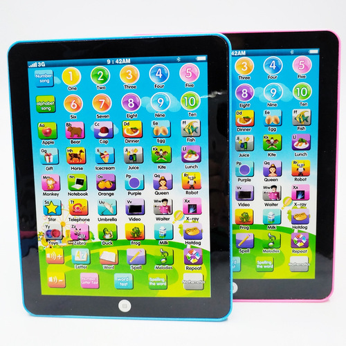 Cross-border hot selling English tablet learning machine tablet reading machine early education touch voice export IPAD educational toy