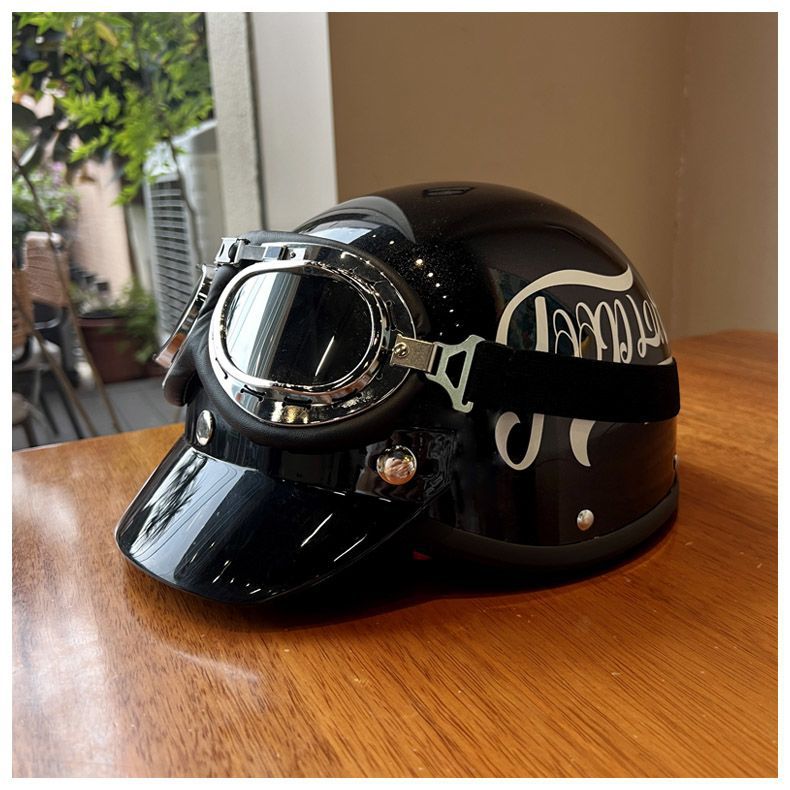 Helmet Retro Electric Motorcycle 3C Certified Four-Season Electric Vehicle Safety Helmet Summer Men's and Women's Half Helmet Motorcycle Trendy Brand