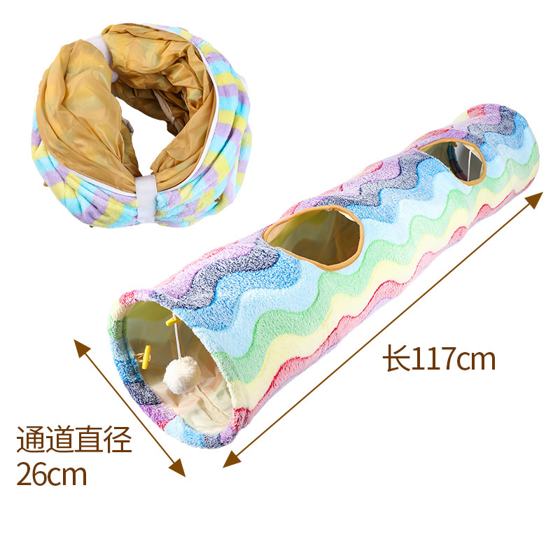 Amazon explosiva túnel para gatos plegable multifuncional arco iris oreja túnel cambiable franela canal para gatos suministros para mascotas