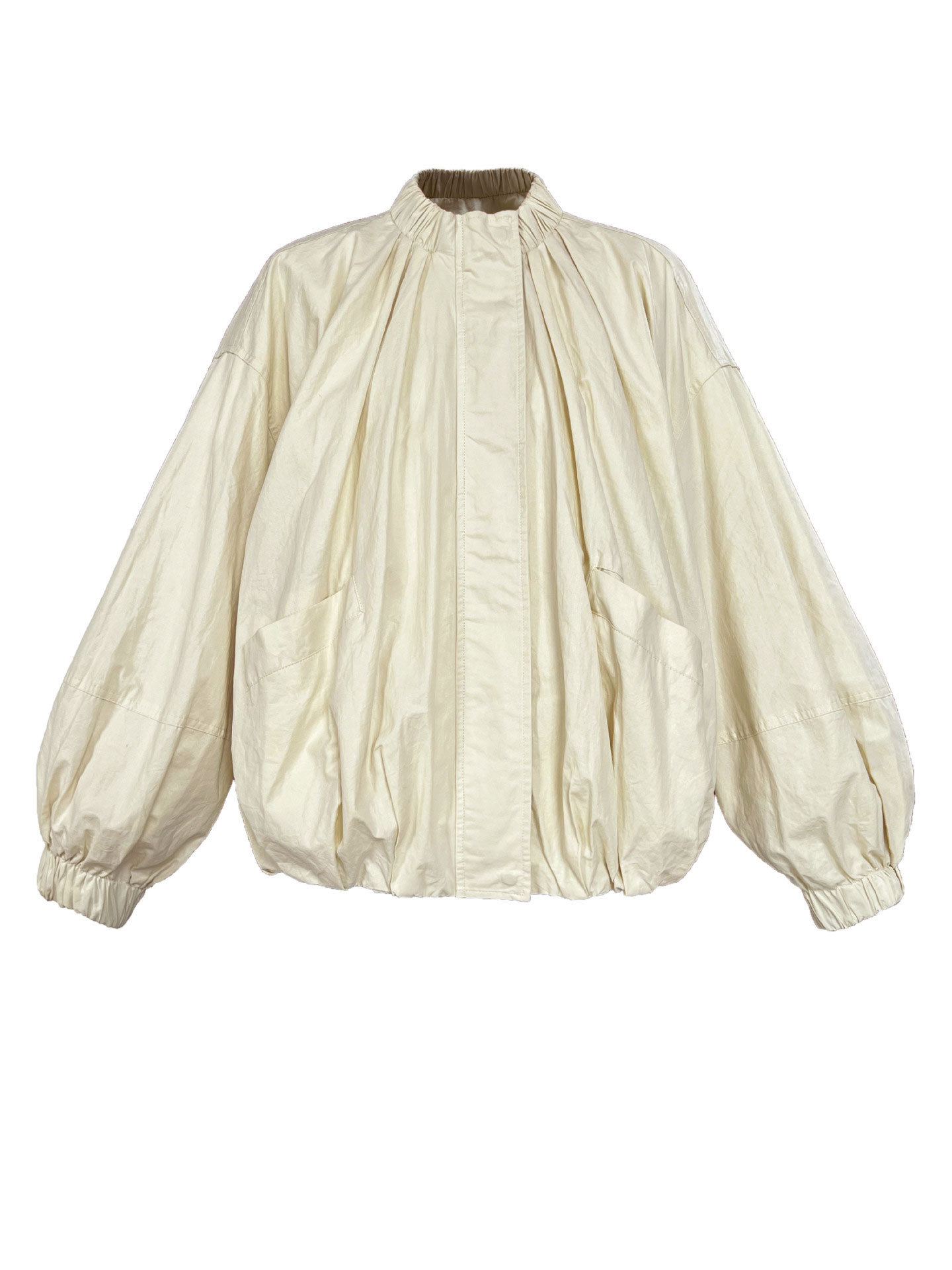 鹿西の新型ゴム立襟運動郭形ジャケット女性2024秋カジュアルファスナー上着3988