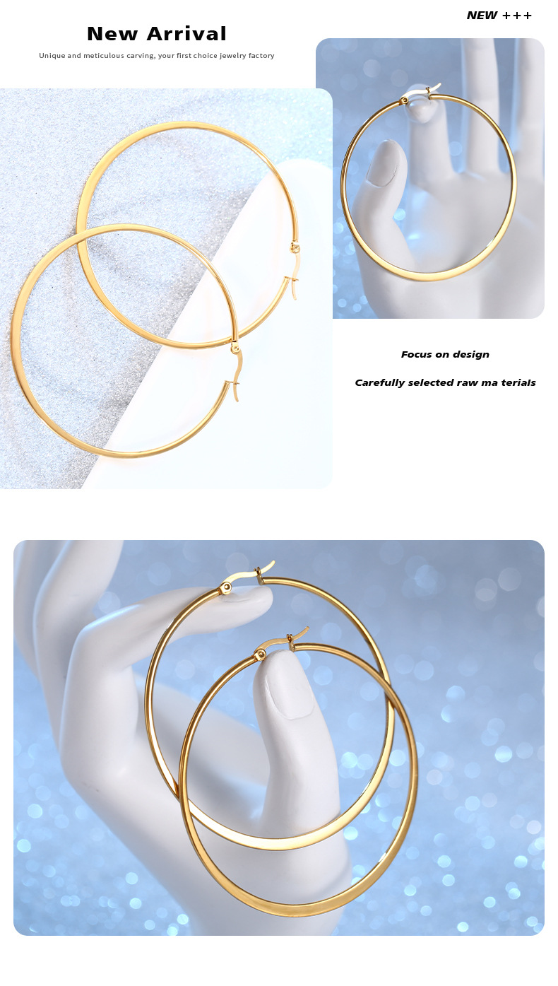 Fashion Circle Stainless Steel Plating Earrings 1 Pair