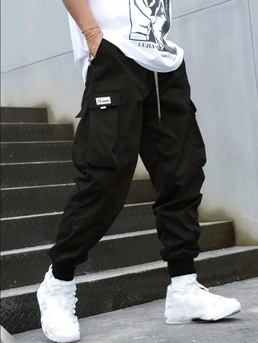 Large size overalls autumn Japanese fashion brand men's casual pants, multi-pocket, young and loose leg straps