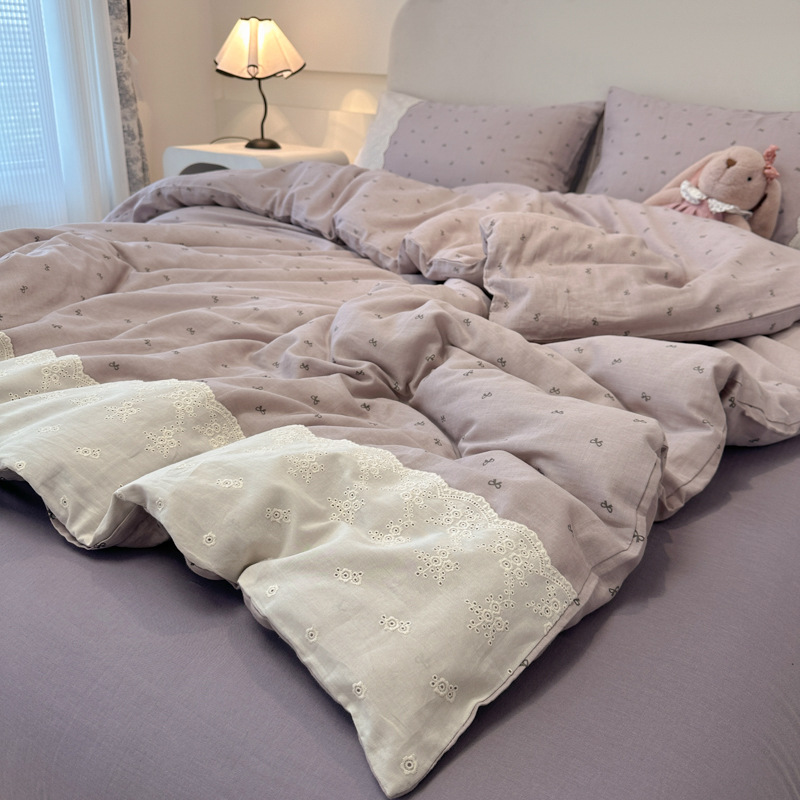 Class a Maternal and Infant Princess Lace Four-Piece Bedding Set 2025 New Style Bedding Duvet Cover Bed Sheet Three-Piece Dormitory Set