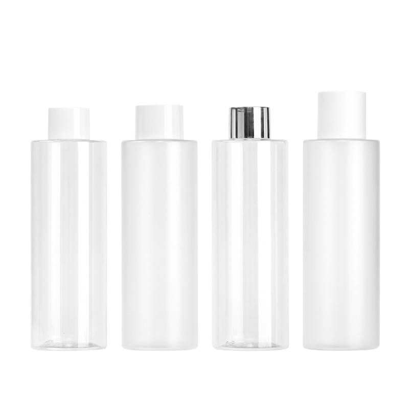 Botella de cosméticos de embalaje de 500ml botella de lavado transparente de gran capacidad PET esmerilado botella de rocío puro botella de cubierta blanca / brillante