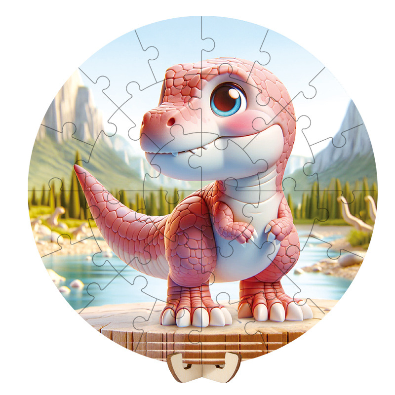 Educación temprana de madera para niños 28 piezas de rompecabezas de dibujos animados de estilo animal dinosaurio marino rompecabezas de dibujos animados