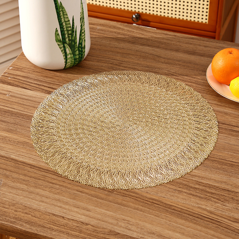 Mantel de PVC redondo de Amazon transfronterizo almohadilla de aislamiento térmico de café creativo Almohadilla impermeable de aislamiento térmico de restaurante de lujo ligero de alta calidad