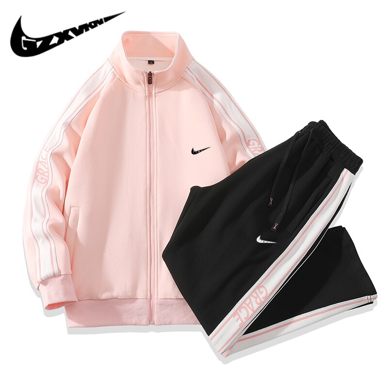 Men's 2024 spring and autumn sports casual suit men's couple fashion brand sweater jacket running sportswear two-piece suit women's
